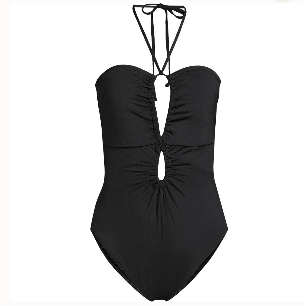 Lands end Cut out multiway Black Halter One-Piece Swimsuit - Picture 5 of 8